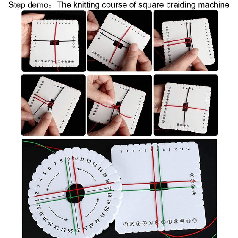 Comidox 4Pcs Kumihimo Disk Braiding Wheel Lightweight & Convenient Friendship Bracelet Disc Square & Round Kumihimo Supplies for Beading & Bracelet Weaving Kit DIY - Image 3